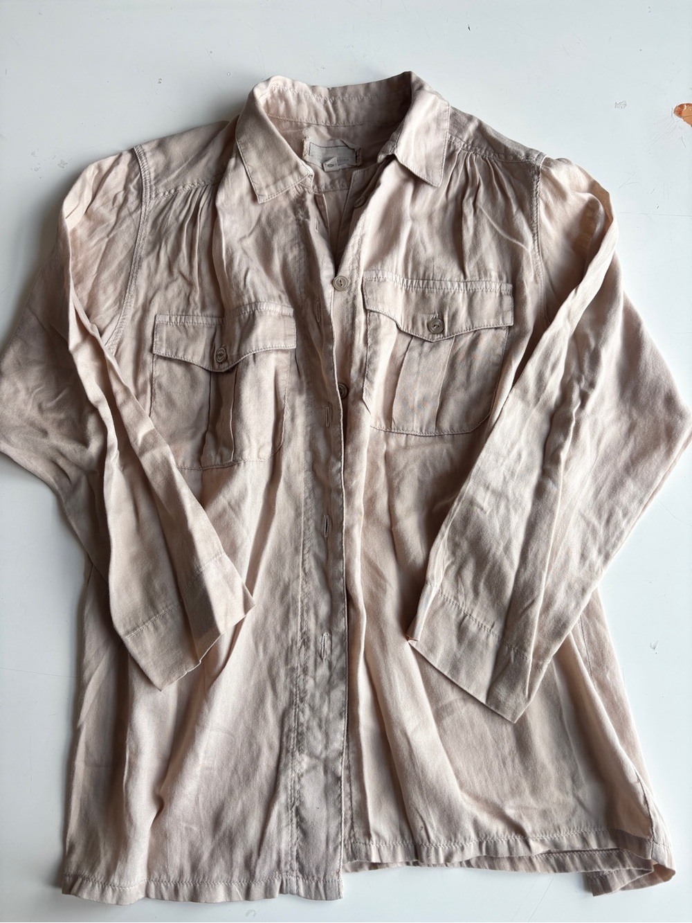 Current/Elliott Pale Pink Casual Button-Down Shirt